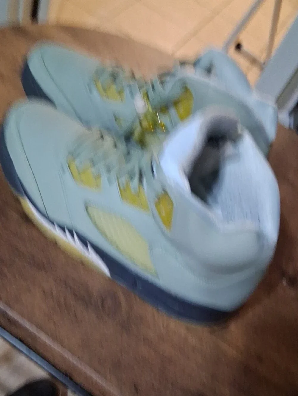 Jordan Retro 5 Men’s Sneakers — Sage Green with Yellow Accents